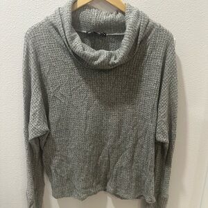 Elegant Gray Cowl Neck Sweater